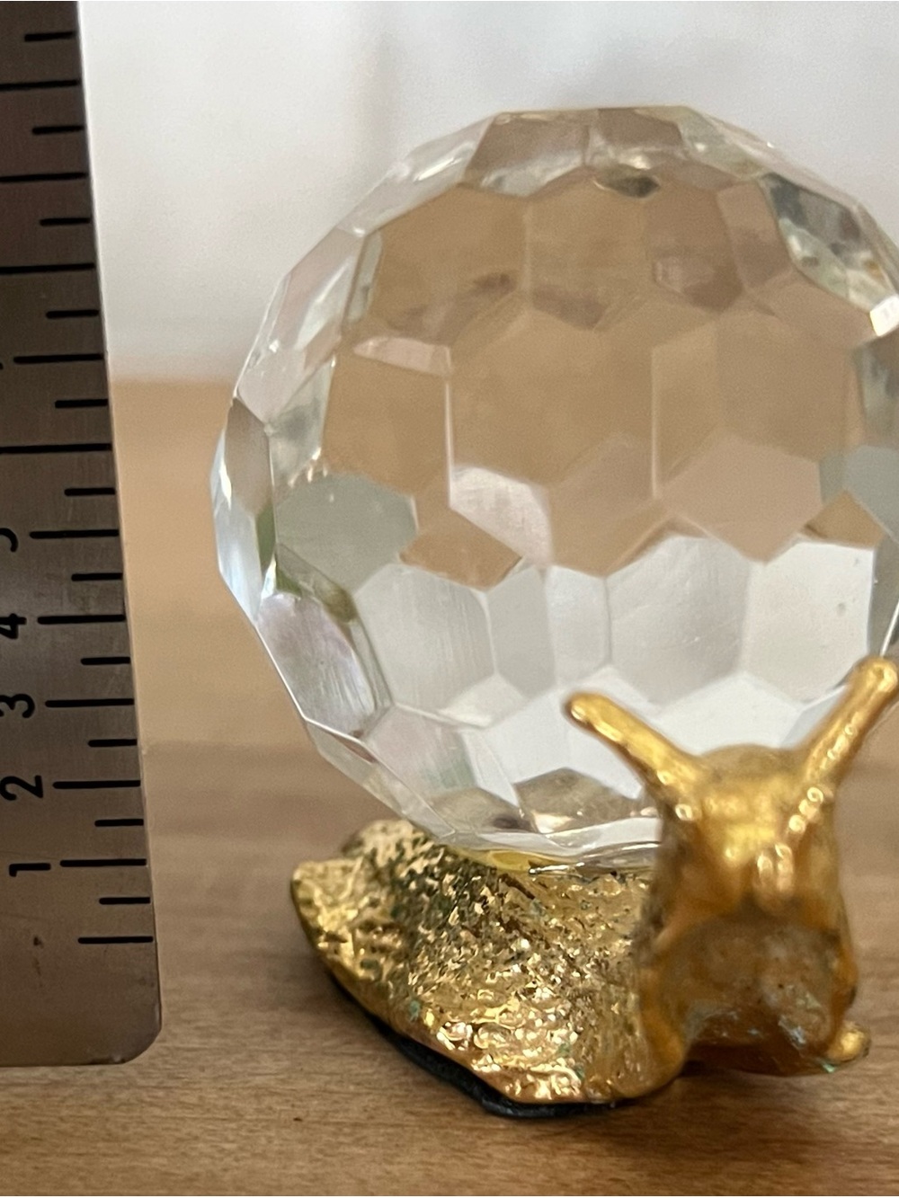 Crystal Globe Snail Figurine - Clear and Gold